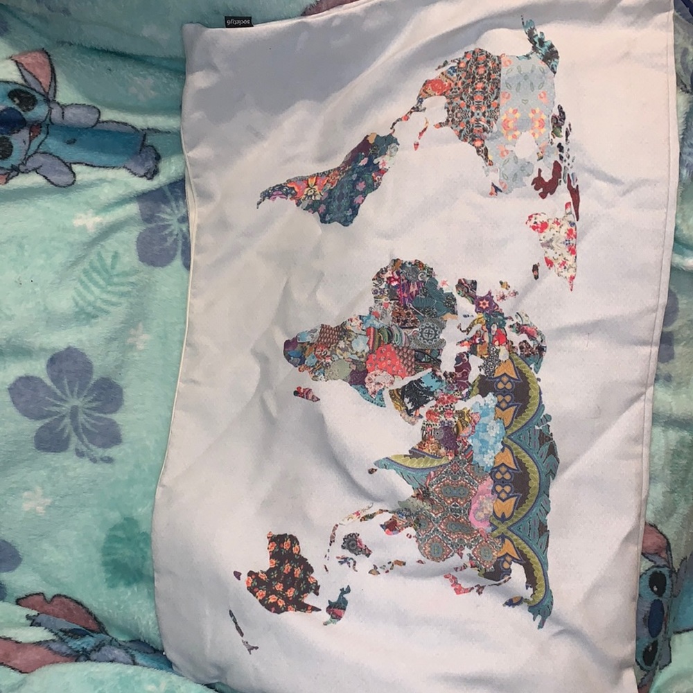 Society 6 world map zipped pillowcase